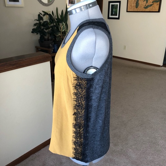 Mustard + Grey + Black Lace Tank Top - Picture 2 of 7